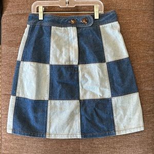FRNCH Denim Patch Skirt Sz S
